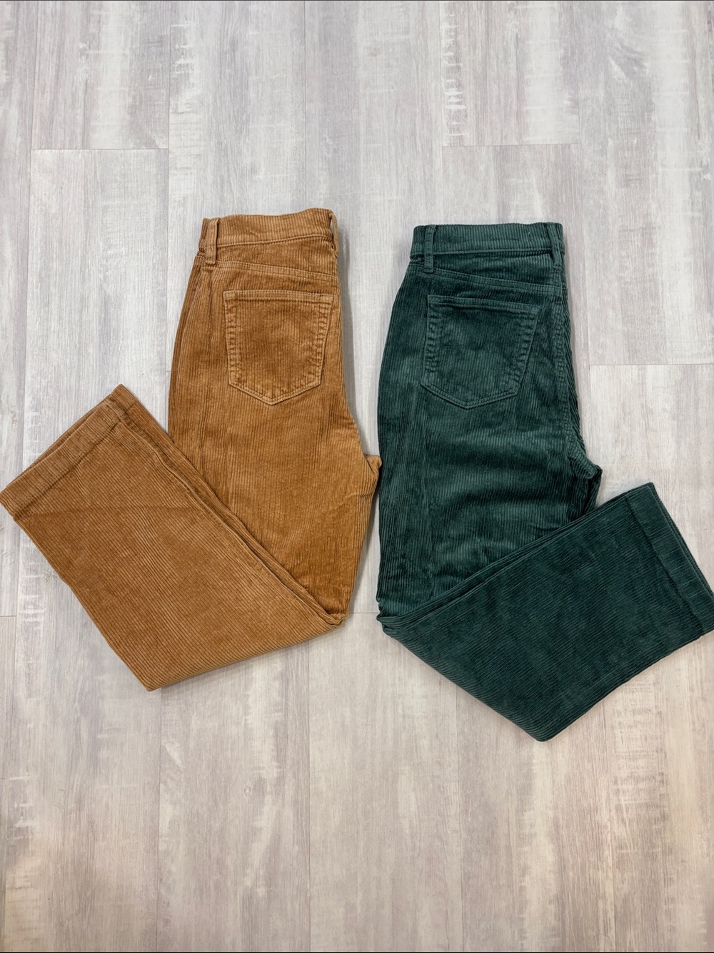 LOFT Straight Leg Corduroy Pants in Brown and Deep Green